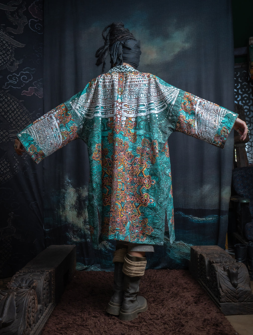 Classic Kimono / Embroidered Korean Cotton - ATLANTIS TRIBALSEA