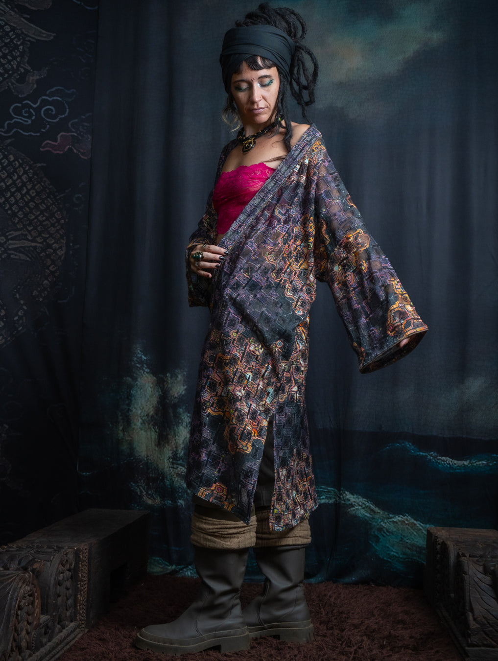 Classic Kimono / Embroidered Korean Cotton - CORALBLAST
