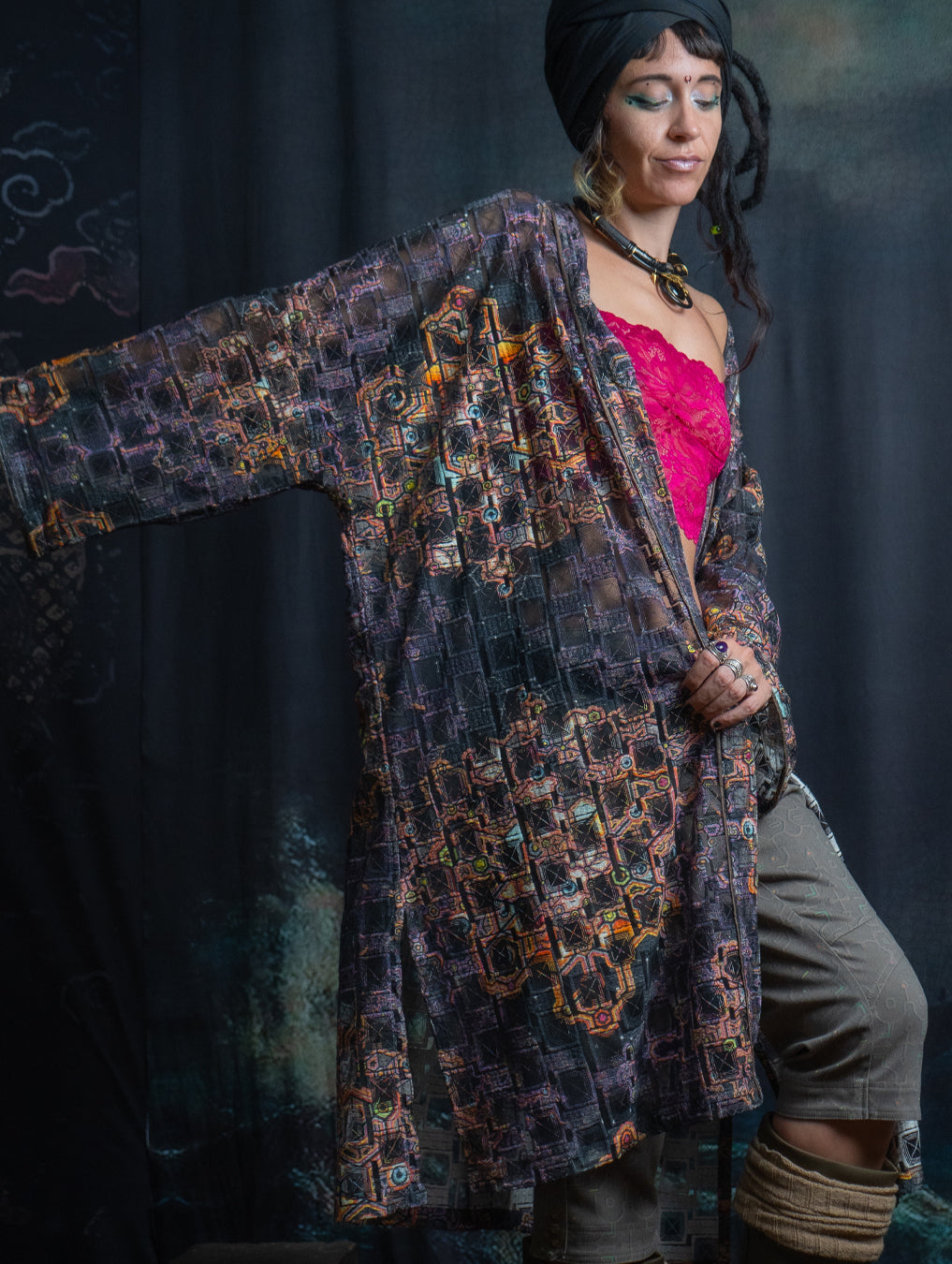 Classic Kimono / Embroidered Korean Cotton - CORALBLAST