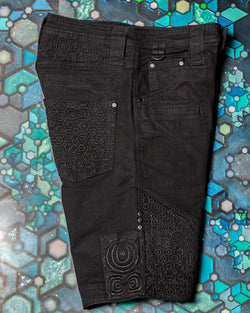 Flying Short Men / Digital Embroidery Stonewashed - Black KAMBOZII