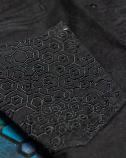 Flying Short Men / Digital Embroidery Stonewashed - Black KAMBOZII