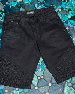 Flying Short Men / Digital Embroidery Stonewashed - Black KAMBOZII