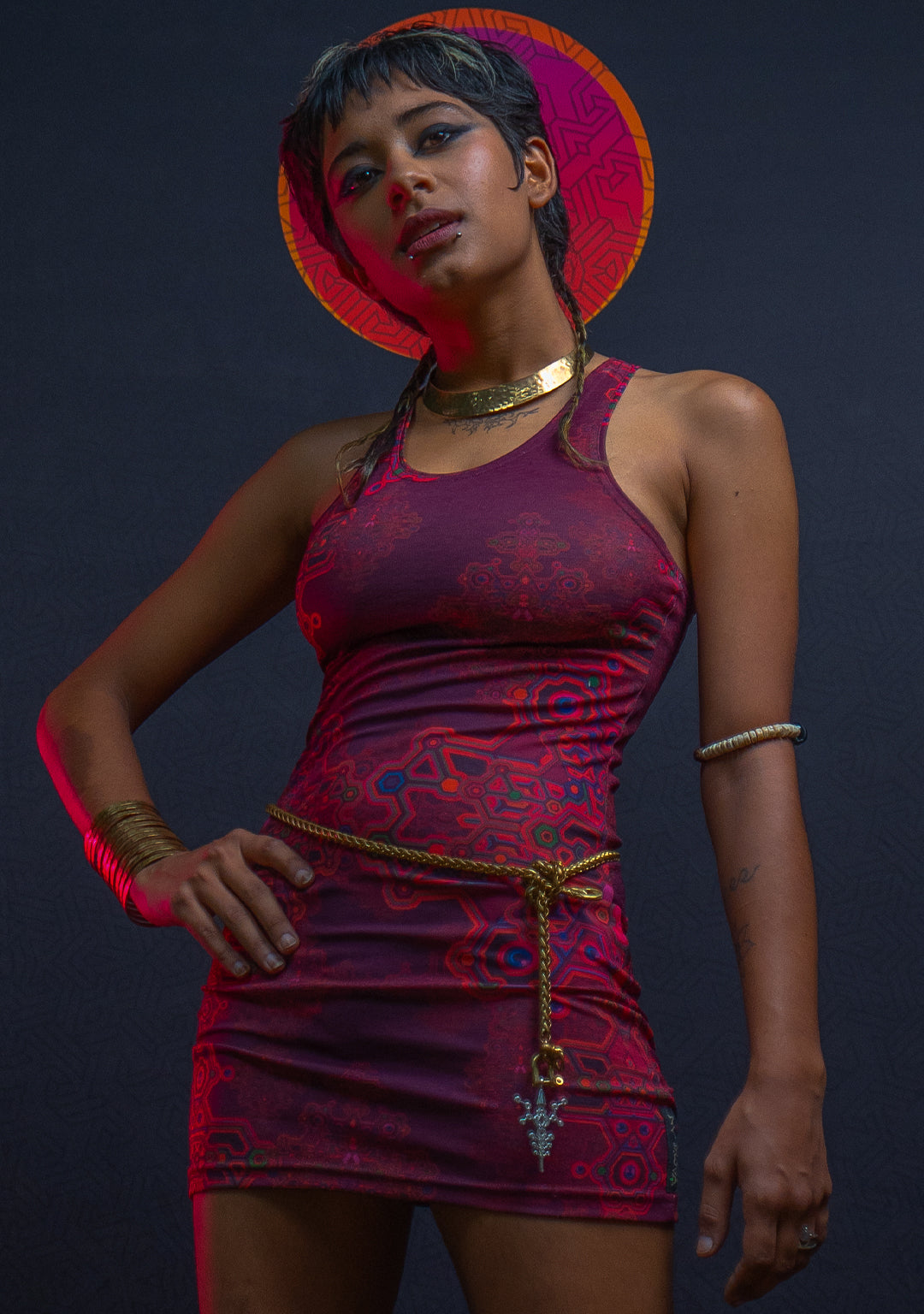 Mini Fitted Dress / Golden Knits - PINK DEMETRIO