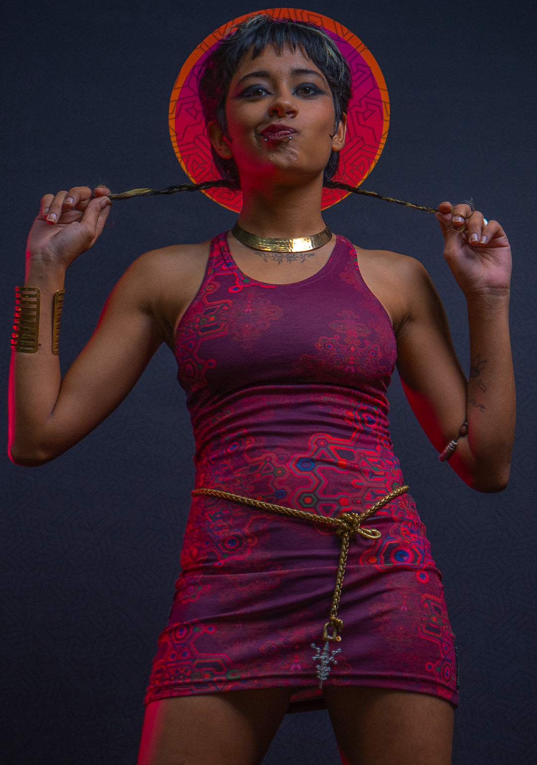 Mini Fitted Dress / Golden Knits - PINK DEMETRIO
