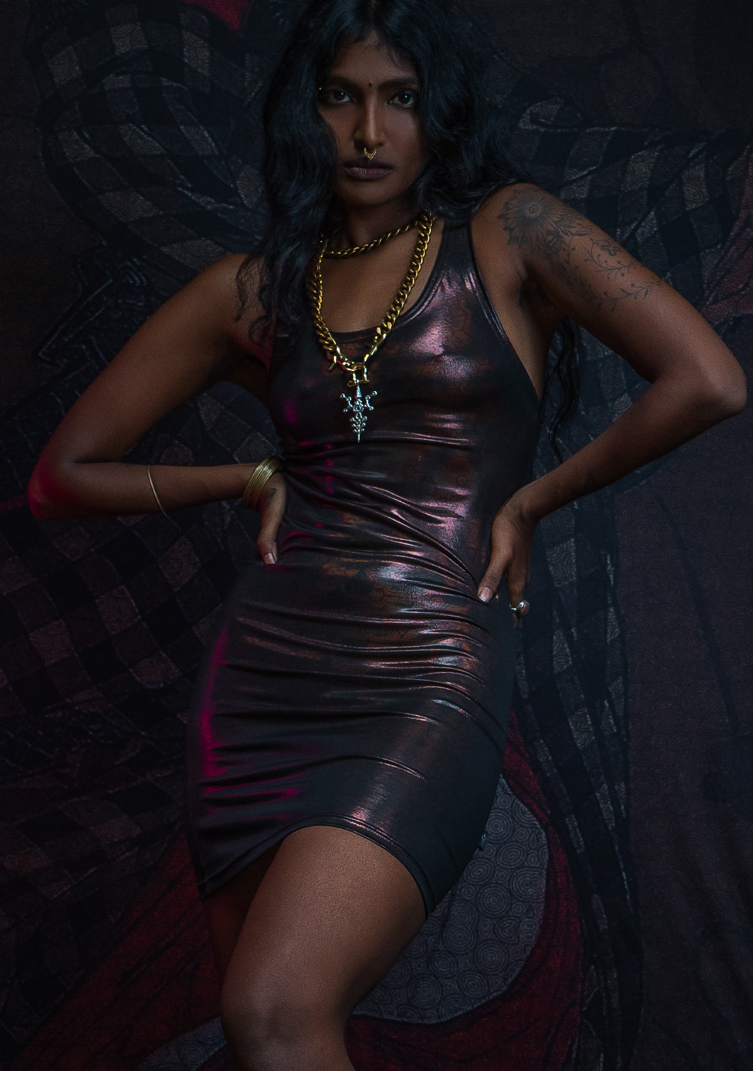 Mini Fitted Dress / Holographic Licra - ATLANTHEON Copper