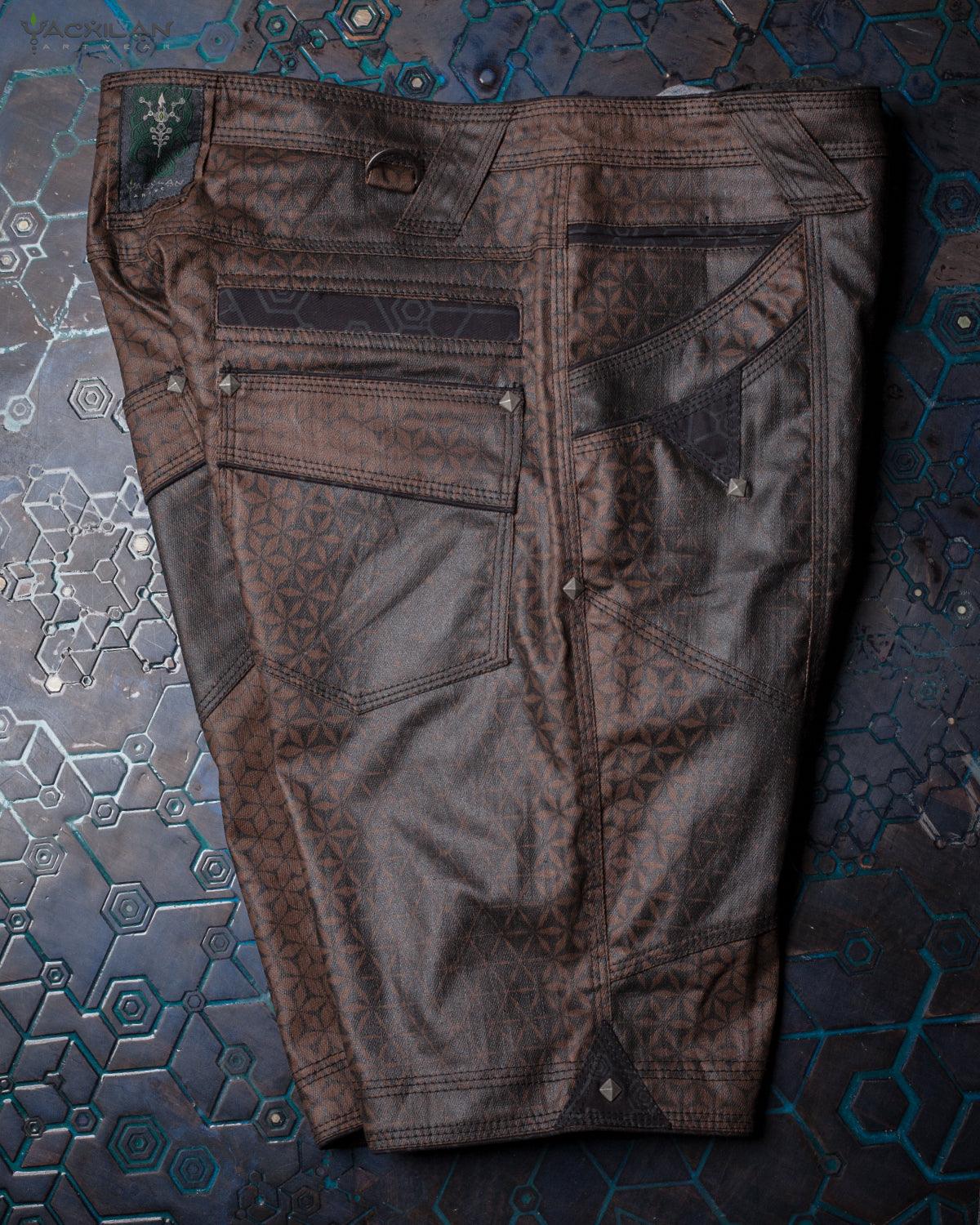 Flying Short Men / DOUBLE POCKET Special edition - Waxed Denim Brown SANDSOTIME - Yacxilan Artwear