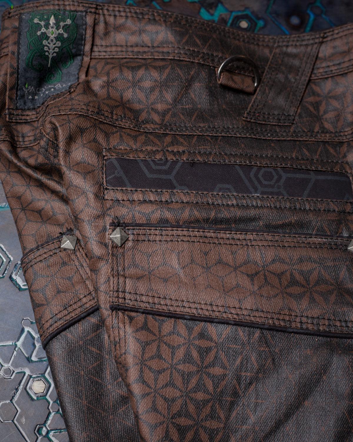 Flying Short Men / DOUBLE POCKET Special edition - Waxed Denim Brown SANDSOTIME - Yacxilan Artwear