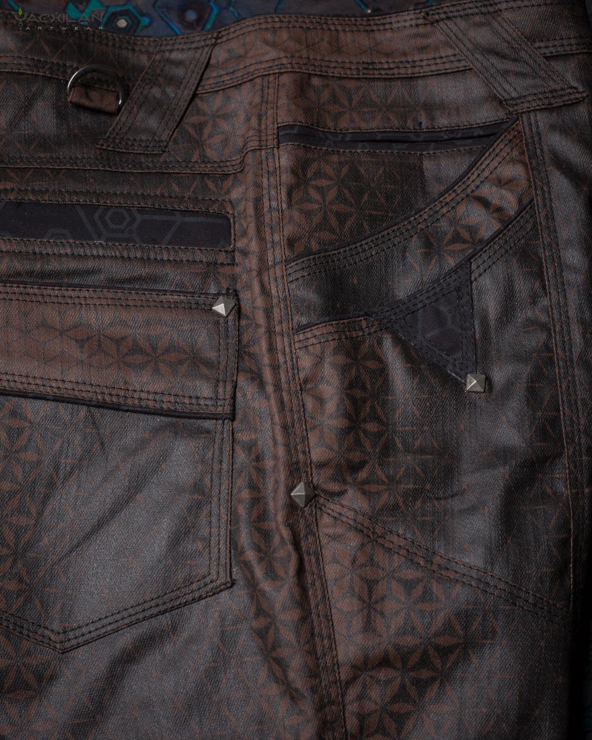 Flying Short Men / DOUBLE POCKET Special edition - Waxed Denim Brown SANDSOTIME - Yacxilan Artwear