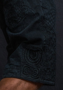 Flying Short Men / Laser Print Digital Embroidery Stonewashed - Black IKARO DRAGONS