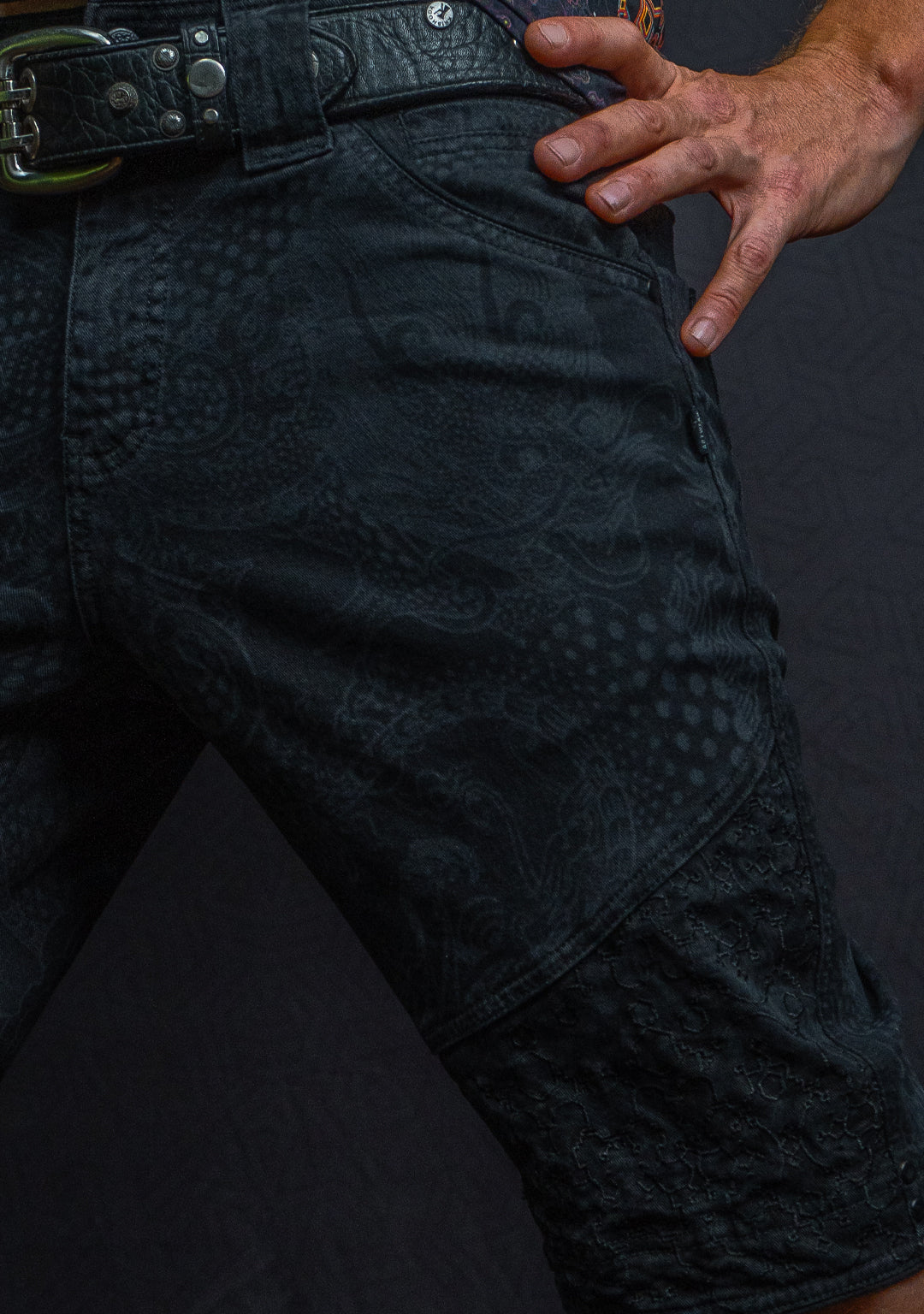 Flying Short Men / Stretchy Denim Laser Print Digital Embroidery - DRAGONS IKARO