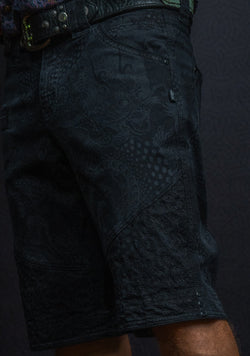 Flying Short Men / Laser Print Digital Embroidery Stonewashed - Black IKARO DRAGONS