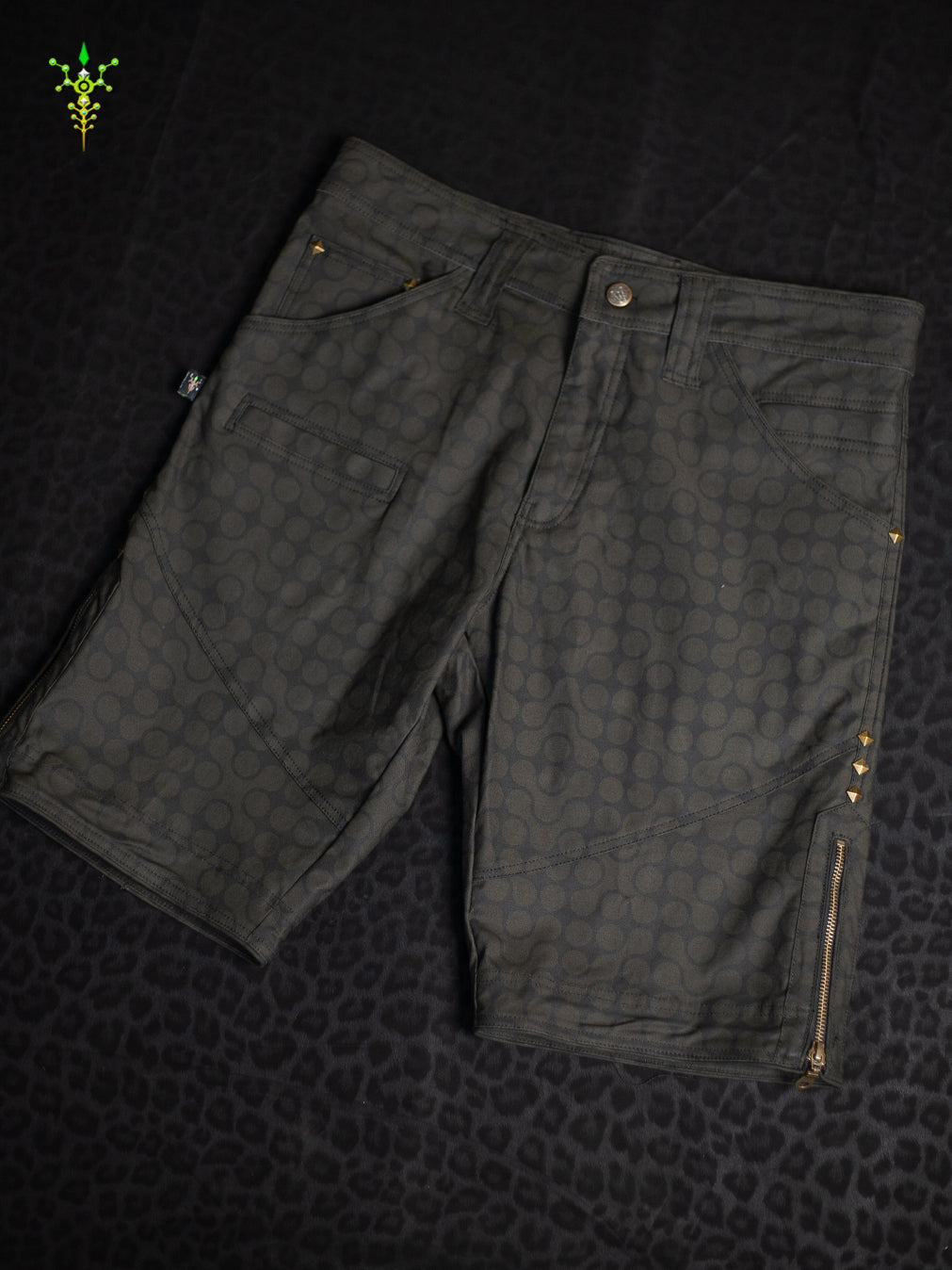 Flying Short Men / Cotton Printed - CHARCOAL TETRIS