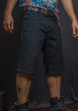 Flying Short Men / Digital Embroidery Stonewashed - Black KAMBOZII