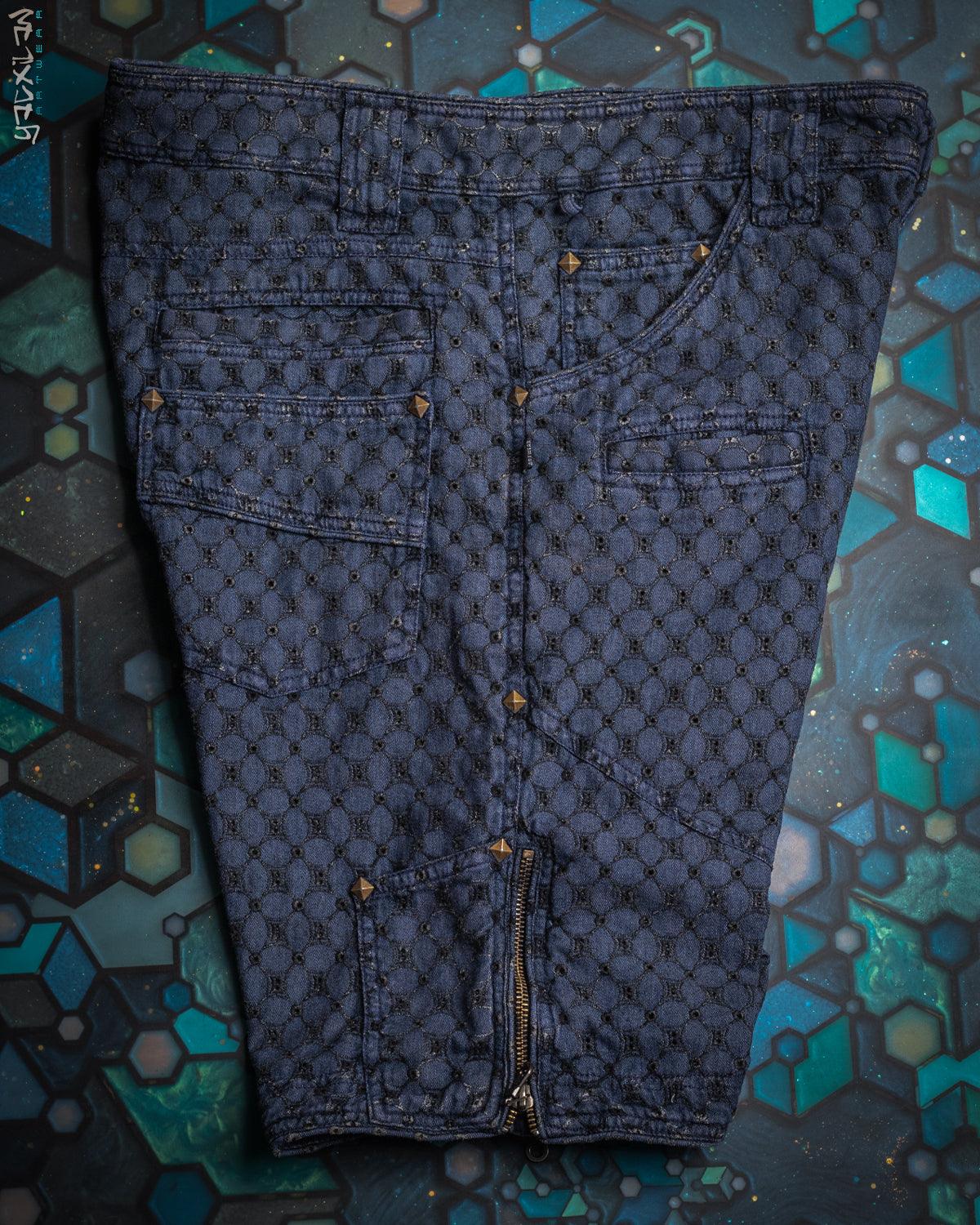 Flying Short Men / Japanese Denim - Embroidery OSAKA - Yacxilan Artwear