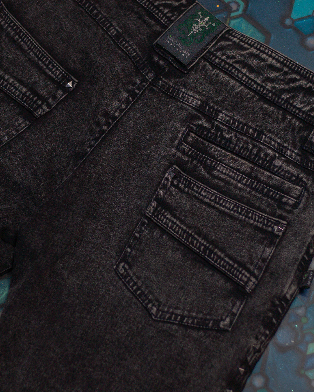 Flying Short Men / Stretchy Denim Dyed Stoneblasted - BLAK STONEBLAST
