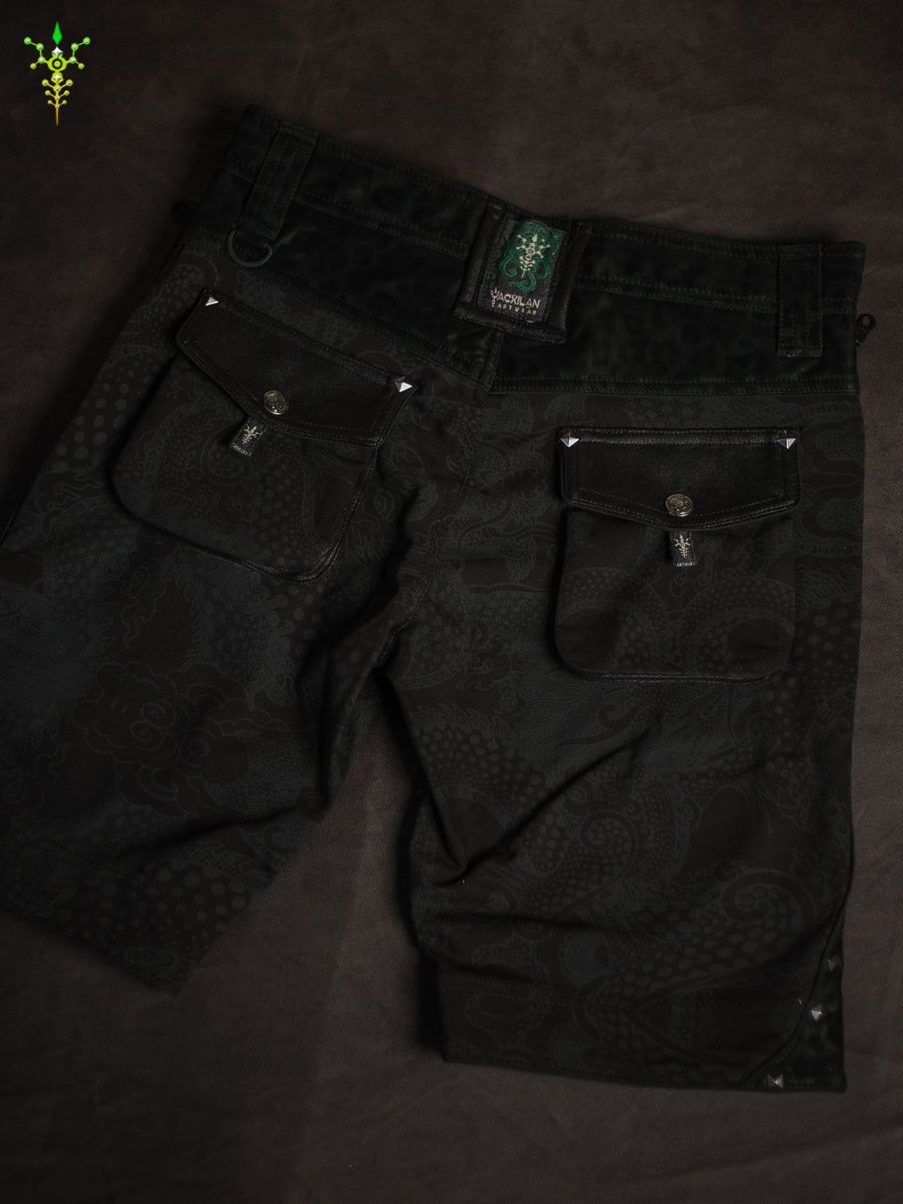 Flying Short Men / TR Fake Leather Patches - BLAK DRAGONS Leopard