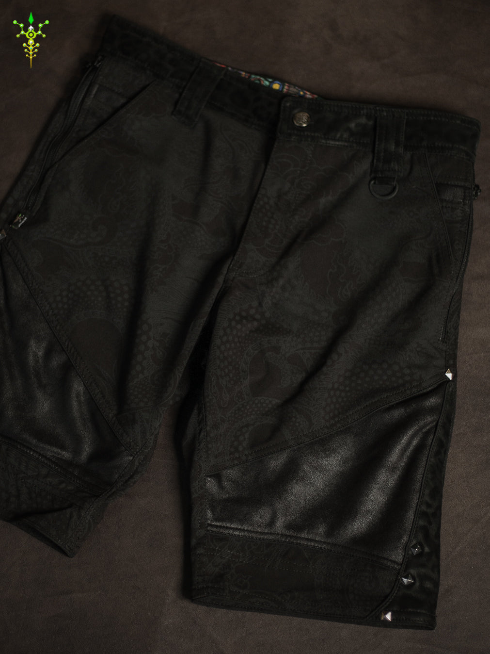 Flying Short Men / TR Fake Leather Patches - BLAK DRAGONS Leopard