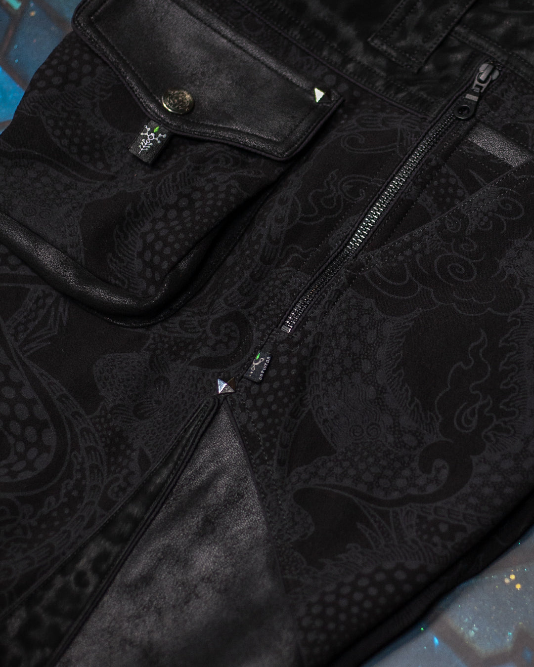 Flying Short Men / TR Fake Leather Patches - BLAK DRAGONS Leopard