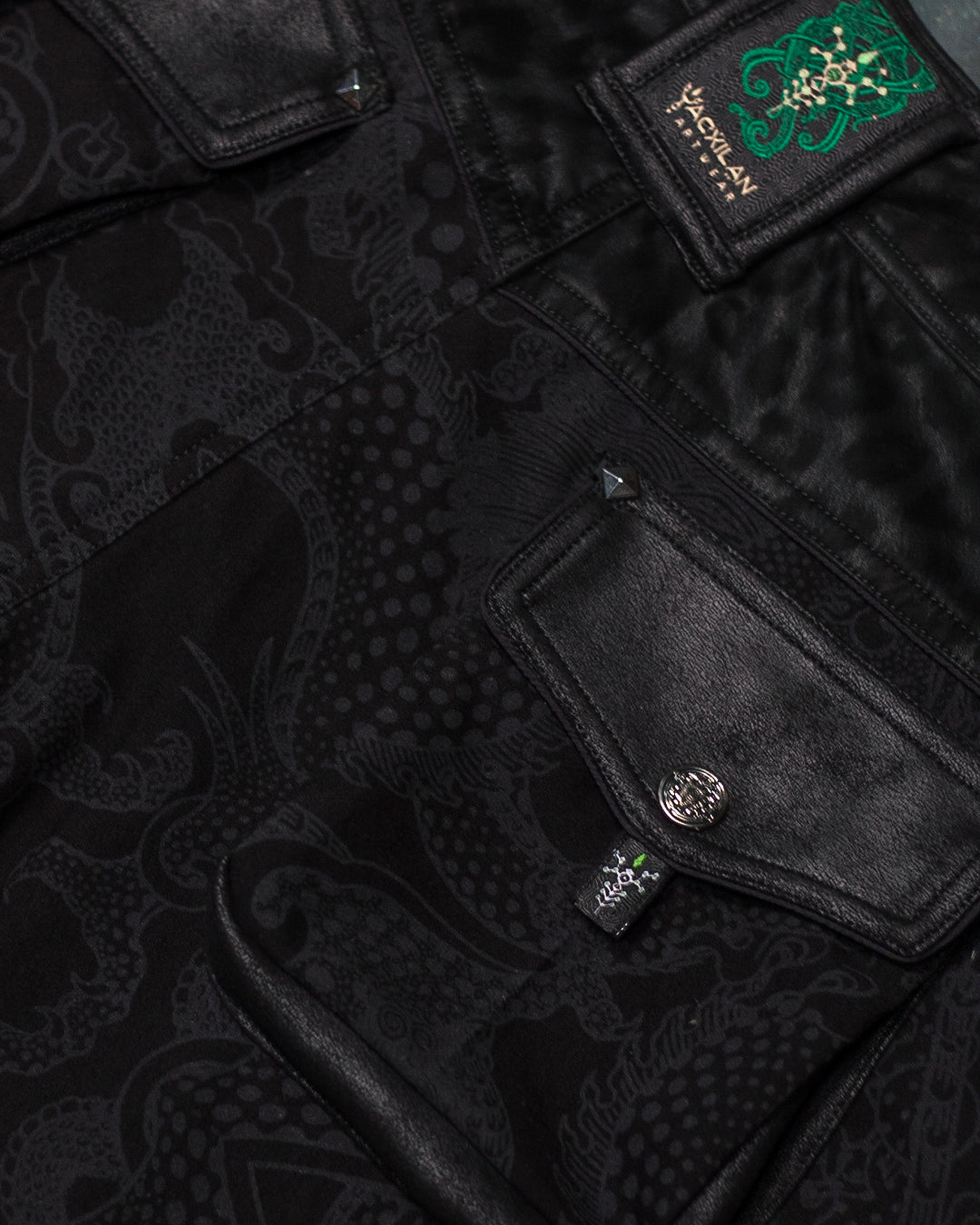 Flying Short Men / TR Fake Leather Patches - BLAK DRAGONS Leopard