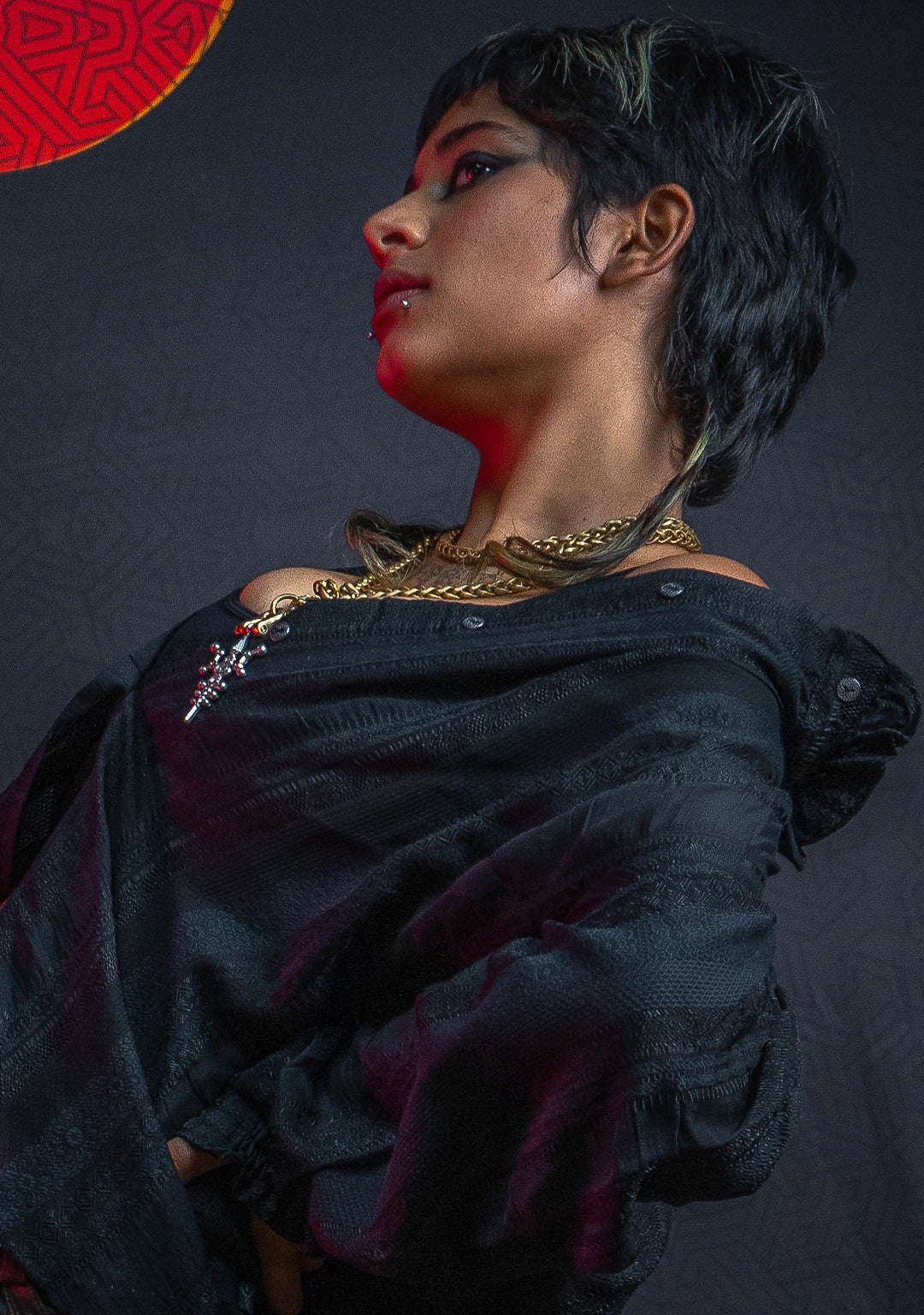 Shirt Woman Longsleeve FRUFRU  / Japanese Uragiri - Embroidery Black BOHO