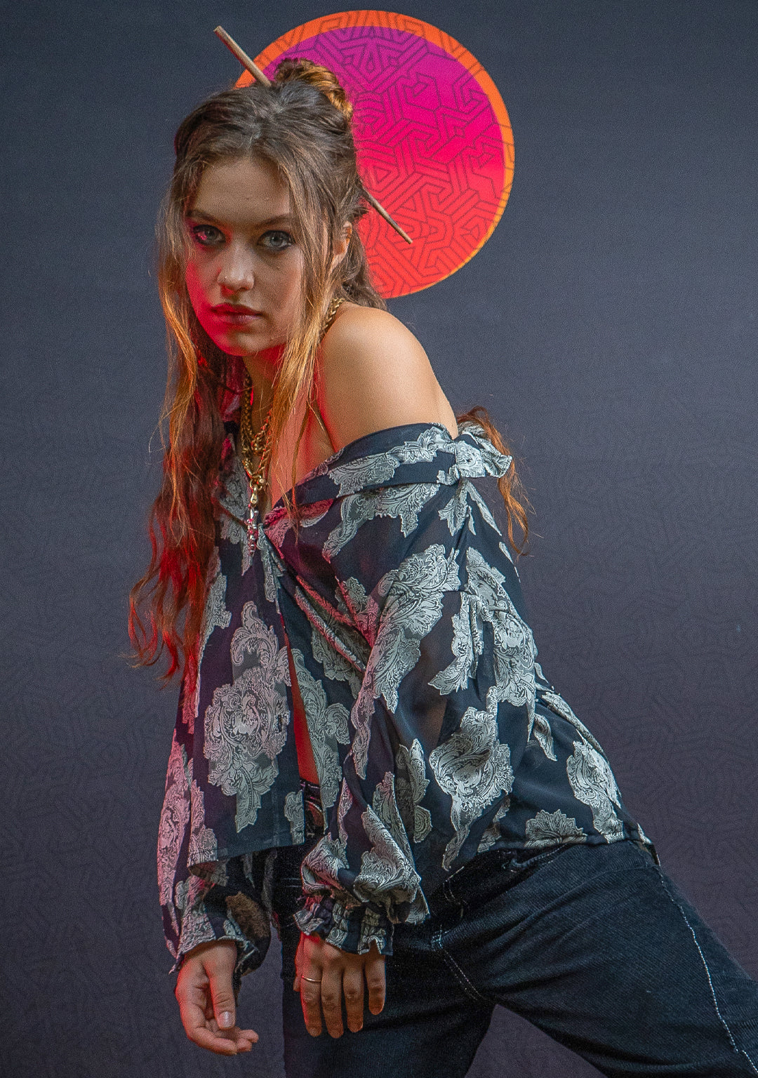 Shirt Woman Longsleeve FRUFRU / Japanese Uragiri - WHITE FLOWER