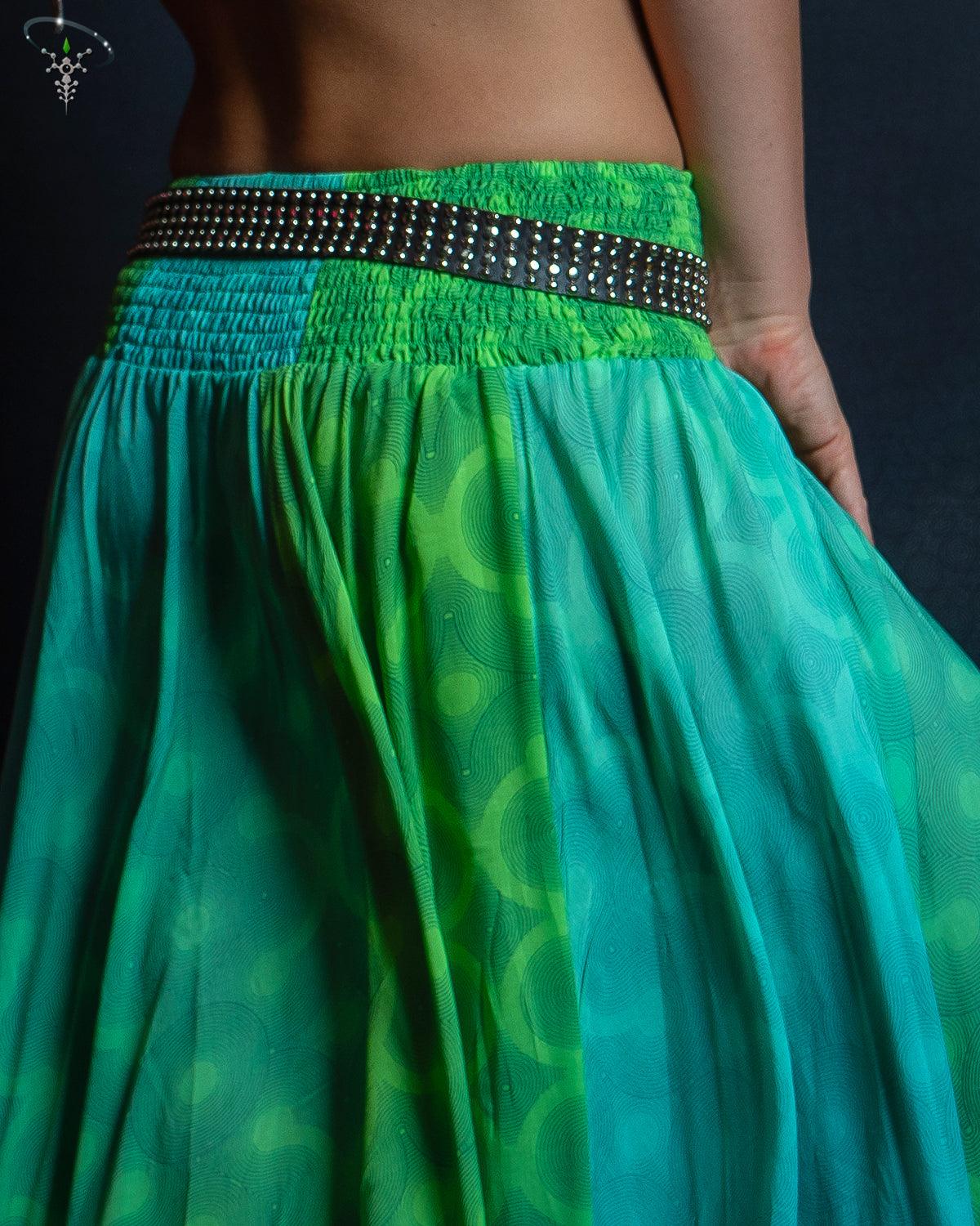 Gipsy Low Waist Long Skirt / Bamboo - GREEN LATERN - Yacxilan Artwear