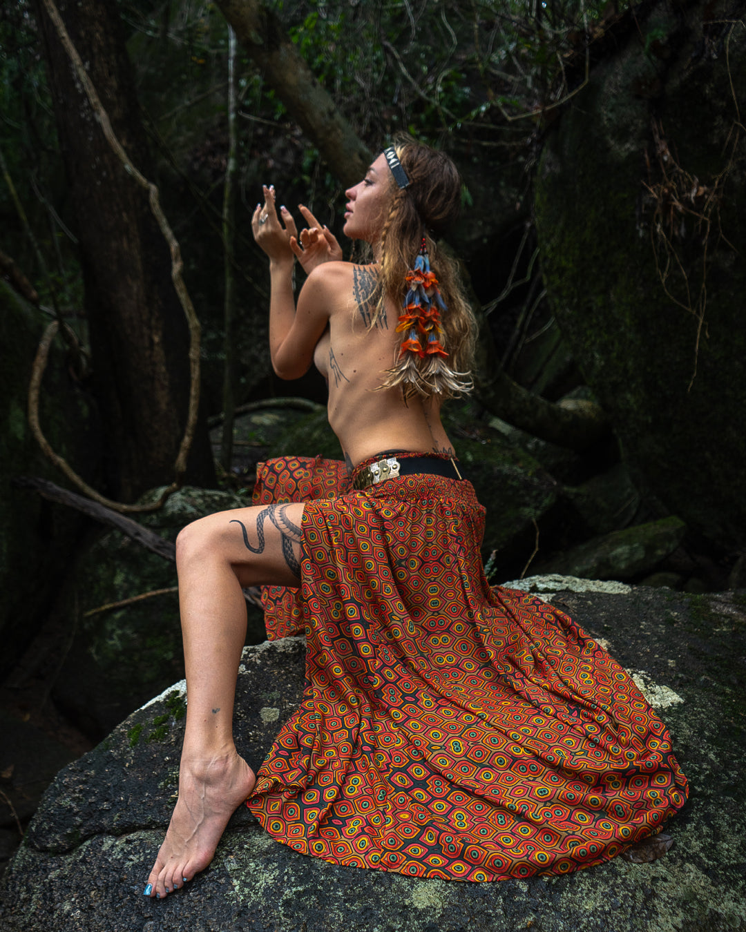Gipsy Low Waist Long Skirt / Bamboo - Mustard EYEKANDY
