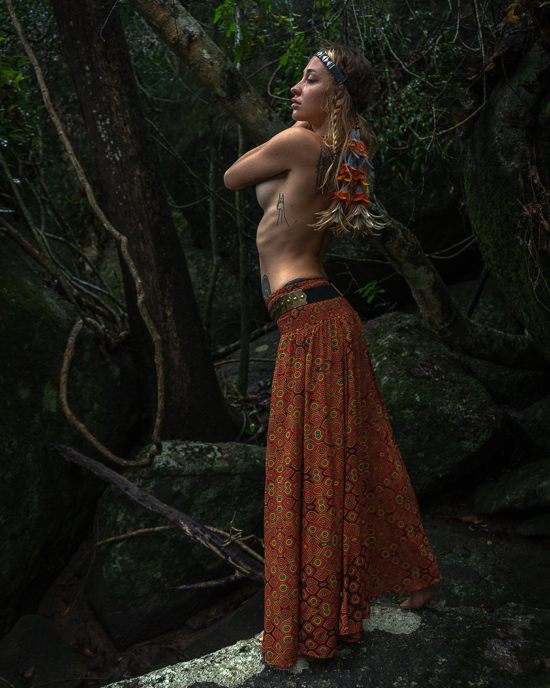 Gipsy Low Waist Long Skirt / Bamboo - Mustard EYEKANDY