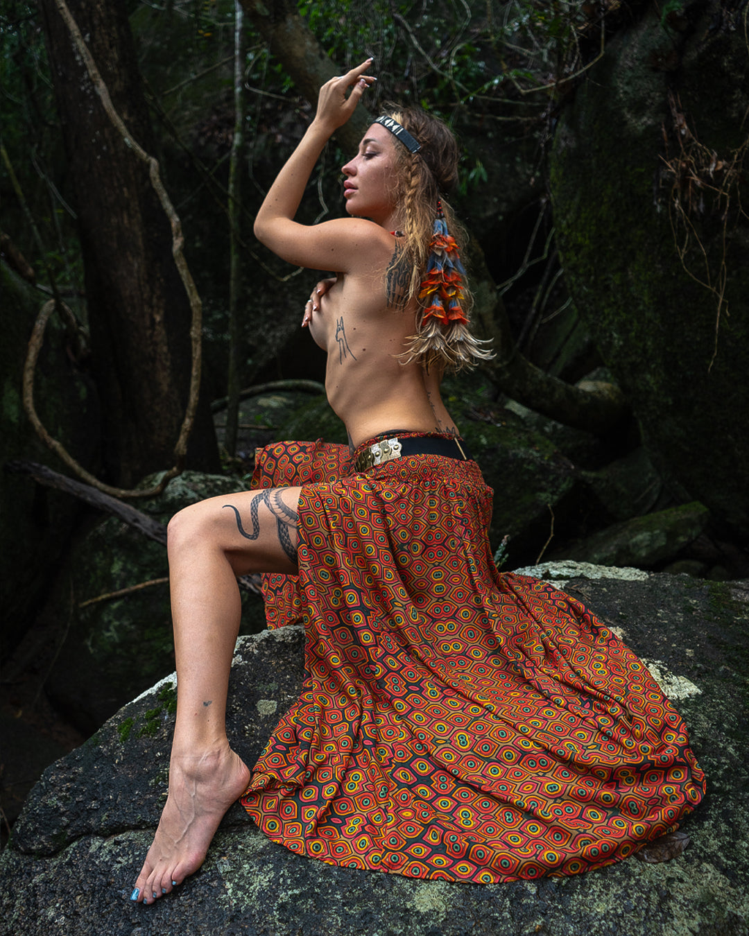 Gipsy Low Waist Long Skirt / Bamboo - Mustard EYEKANDY