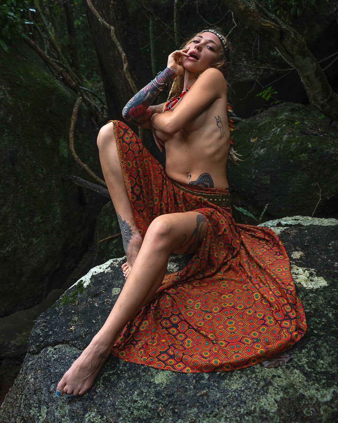 Gipsy Low Waist Long Skirt / Bamboo - Mustard EYEKANDY