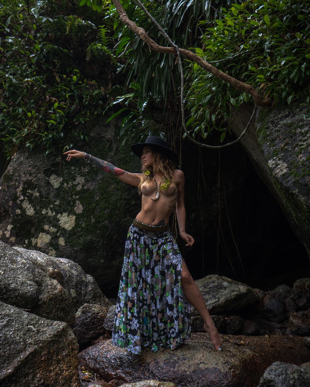 Gipsy Low Waist Long Skirt / Bamboo - SHAMANKA