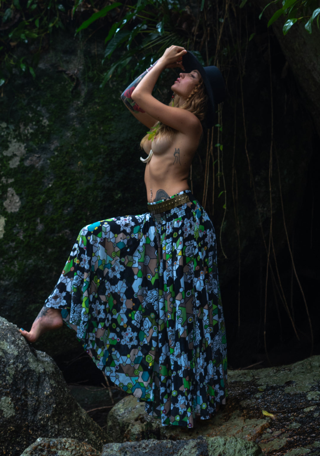 Gipsy Low Waist Long Skirt / Bamboo - SHAMANKA