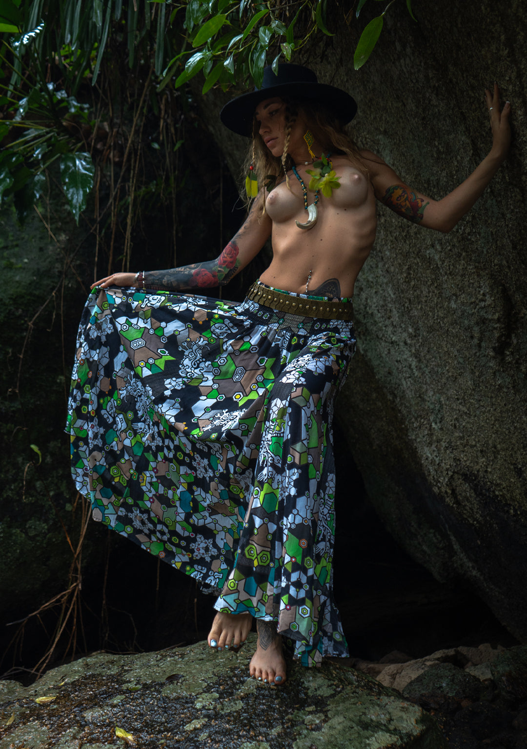 Gipsy Low Waist Long Skirt / Bamboo - SHAMANKA