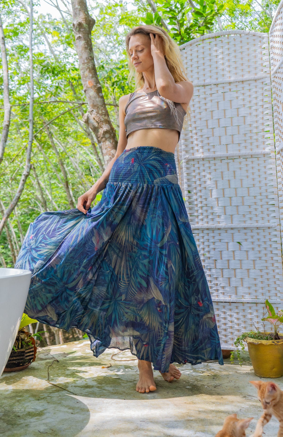 Gipsy Low Waist Long Skirt / Bamboo - TSURU