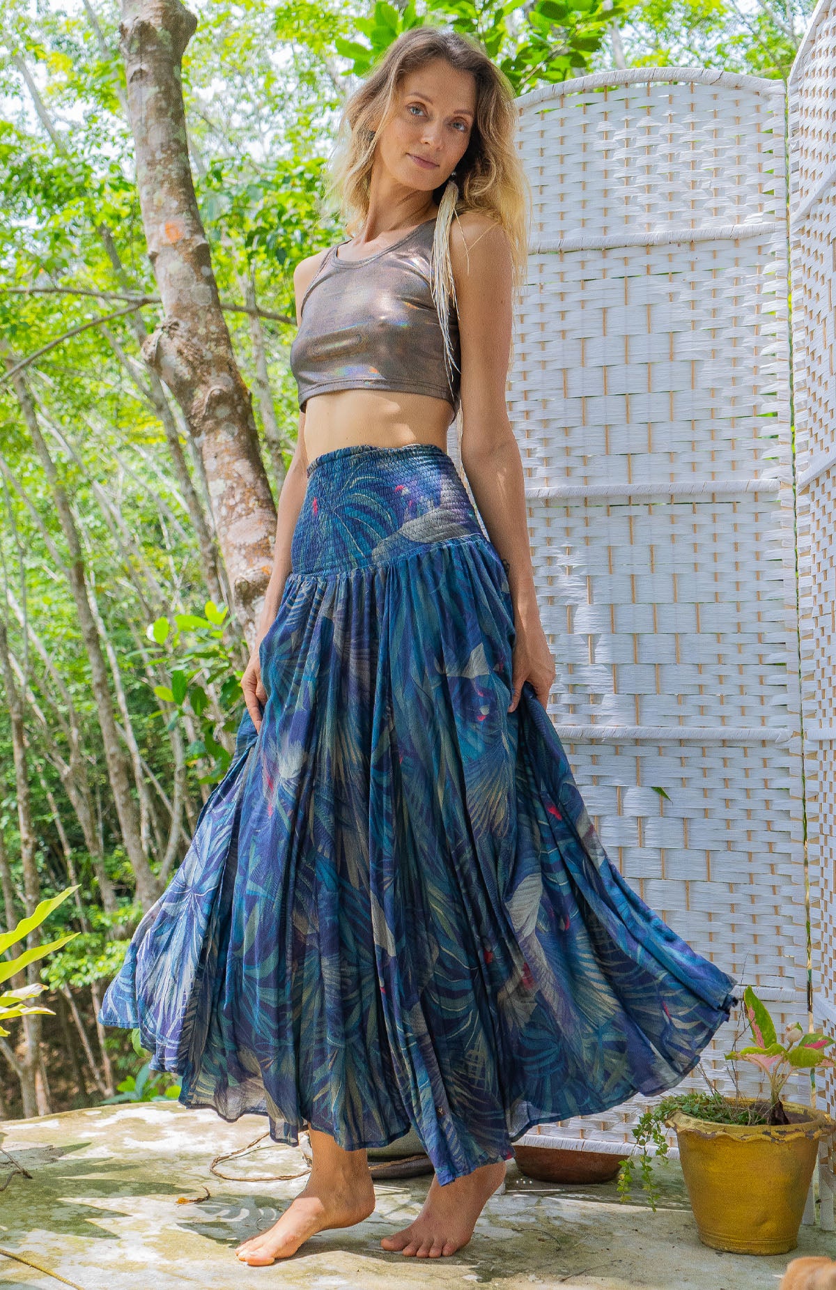 Gipsy Low Waist Long Skirt / Bamboo - TSURU