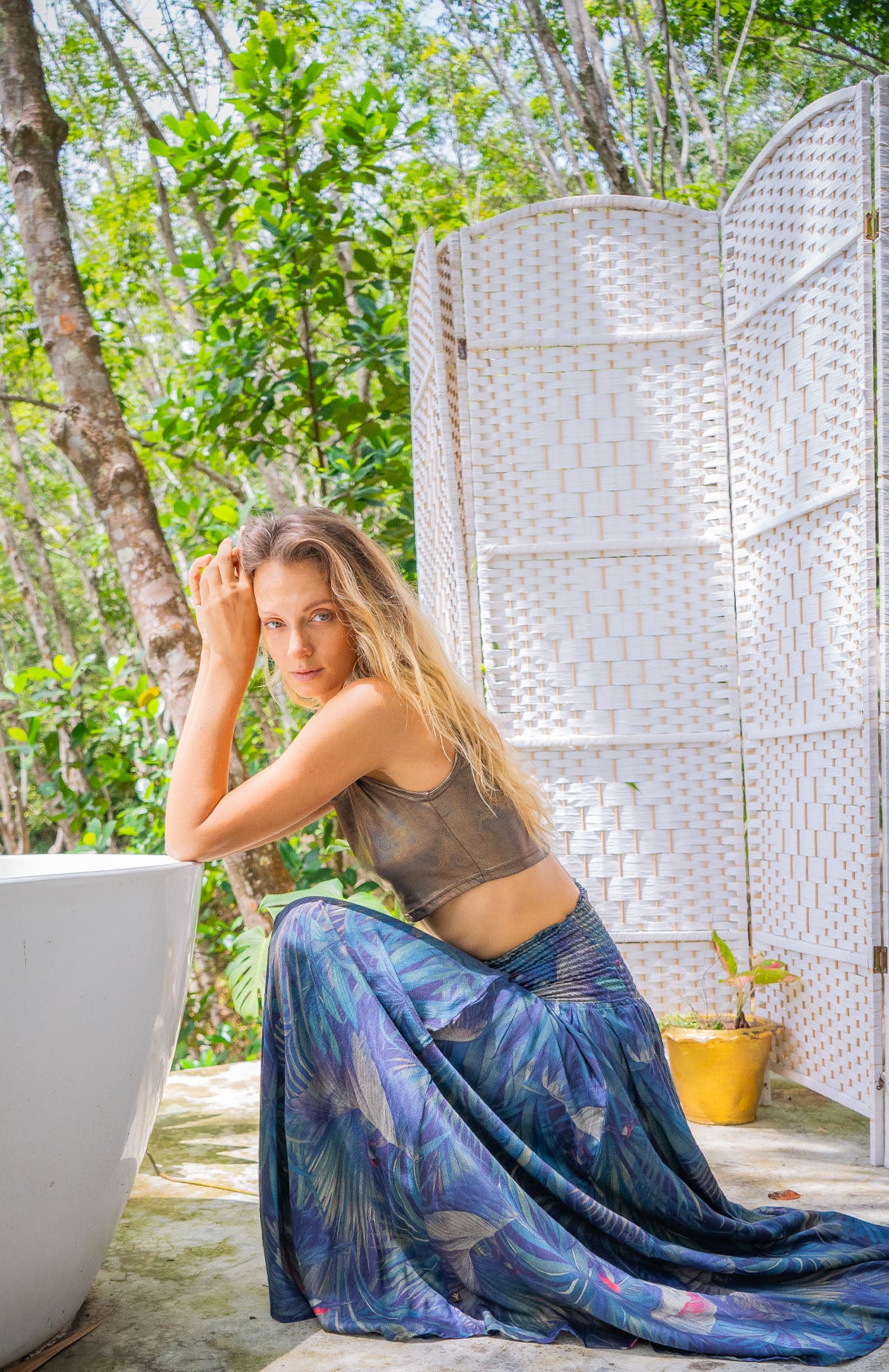 Gipsy Low Waist Long Skirt / Bamboo - TSURU