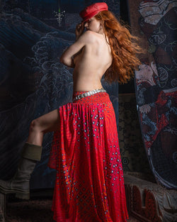 Gipsy Low Waist Long Skirt / Bamboo - VULKANA - Yacxilan Artwear