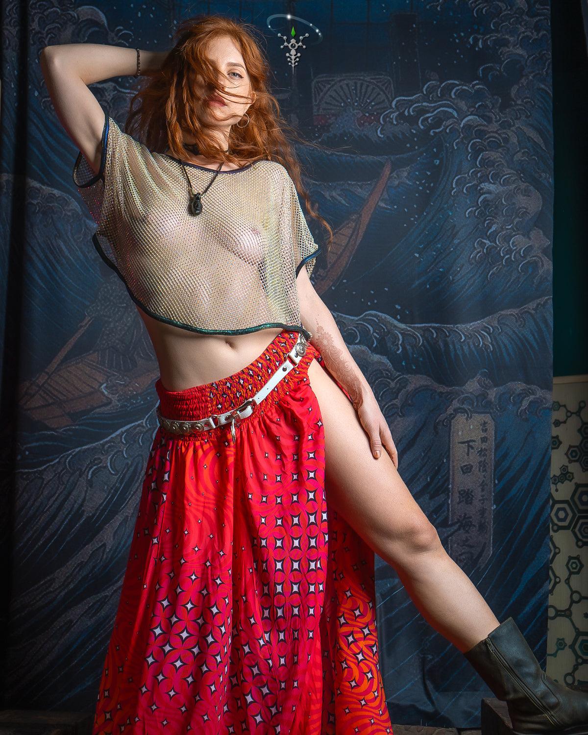 Wideneck Top / Rhinestone - Sand MITHRIL - Yacxilan Artwear