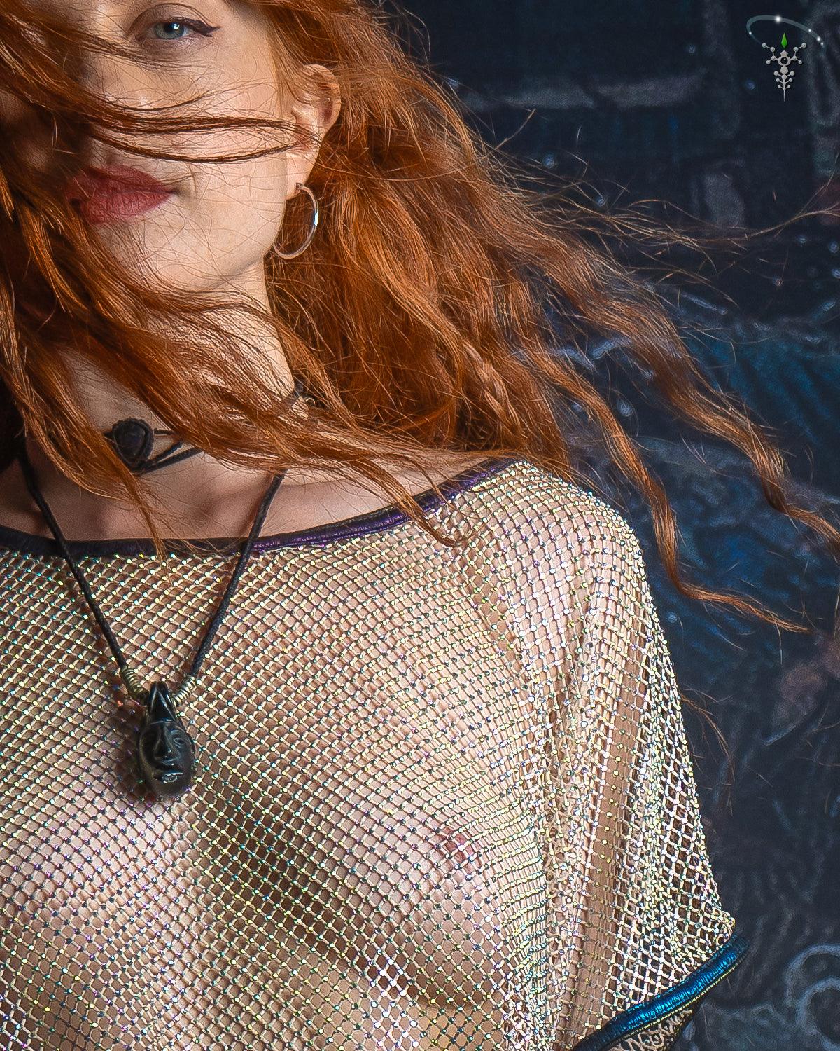 Wideneck Top / Rhinestone - Sand MITHRIL - Yacxilan Artwear