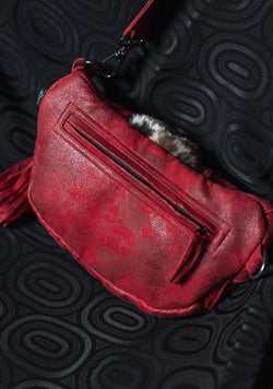 Hand Bag / Fake Leather Leopard Fur - Scarlet SHAMANKA