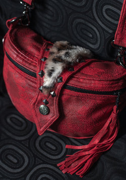 Hand Bag / Fake Leather Leopard Fur - Scarlet SHAMANKA