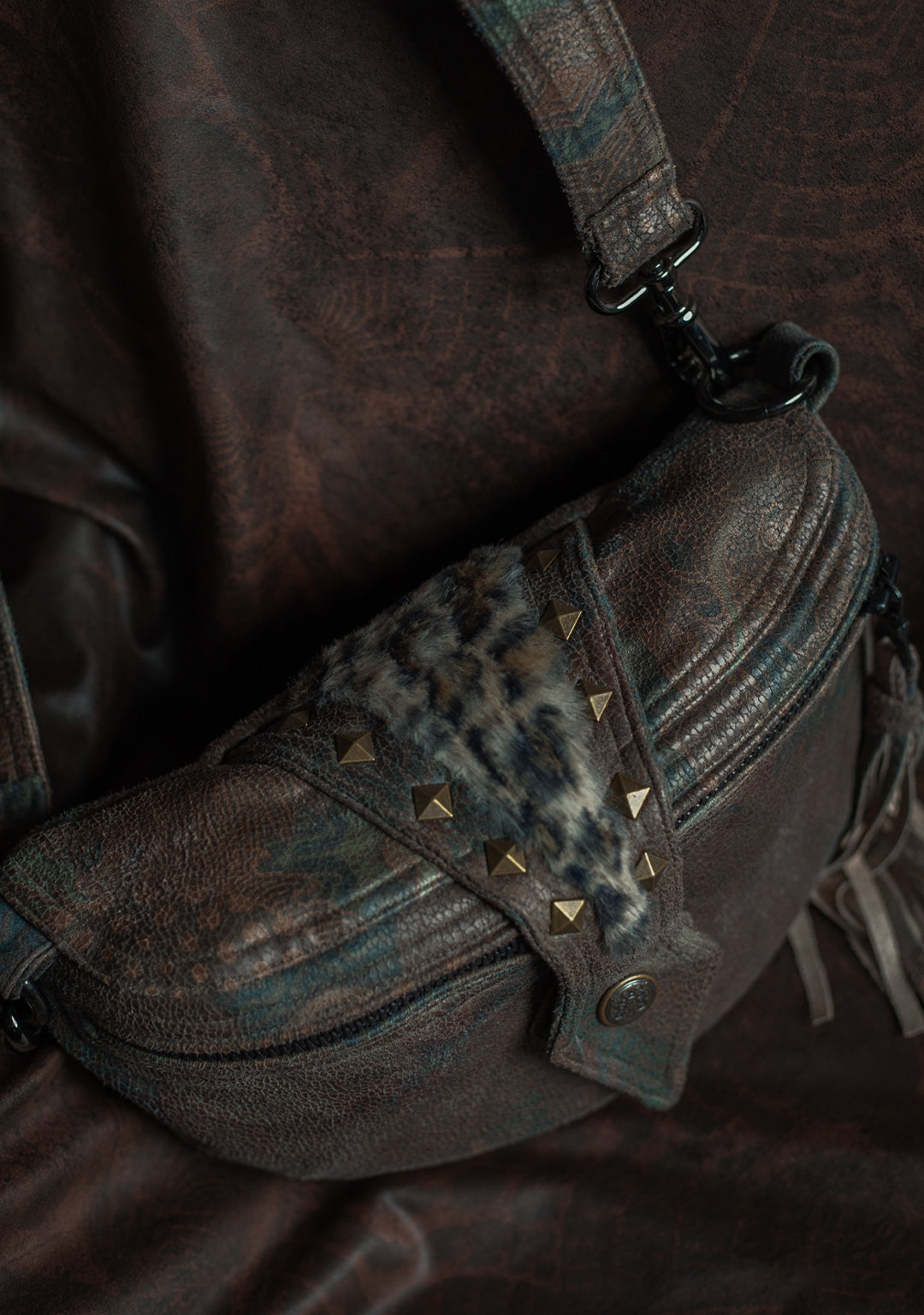 Hand Bag / Fake Leather Leopard Fur - DRAGONS Snake