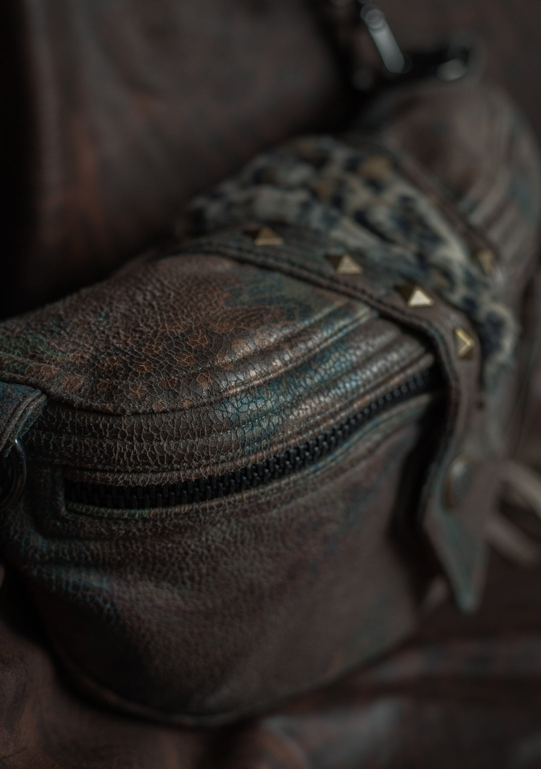 Hand Bag / Fake Leather Leopard Fur - DRAGONS Snake