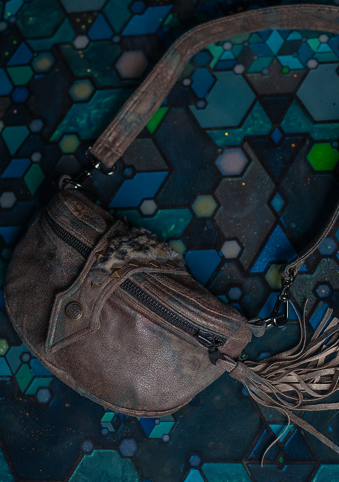 Hand Bag / Fake Leather Leopard Fur - DRAGONS Snake