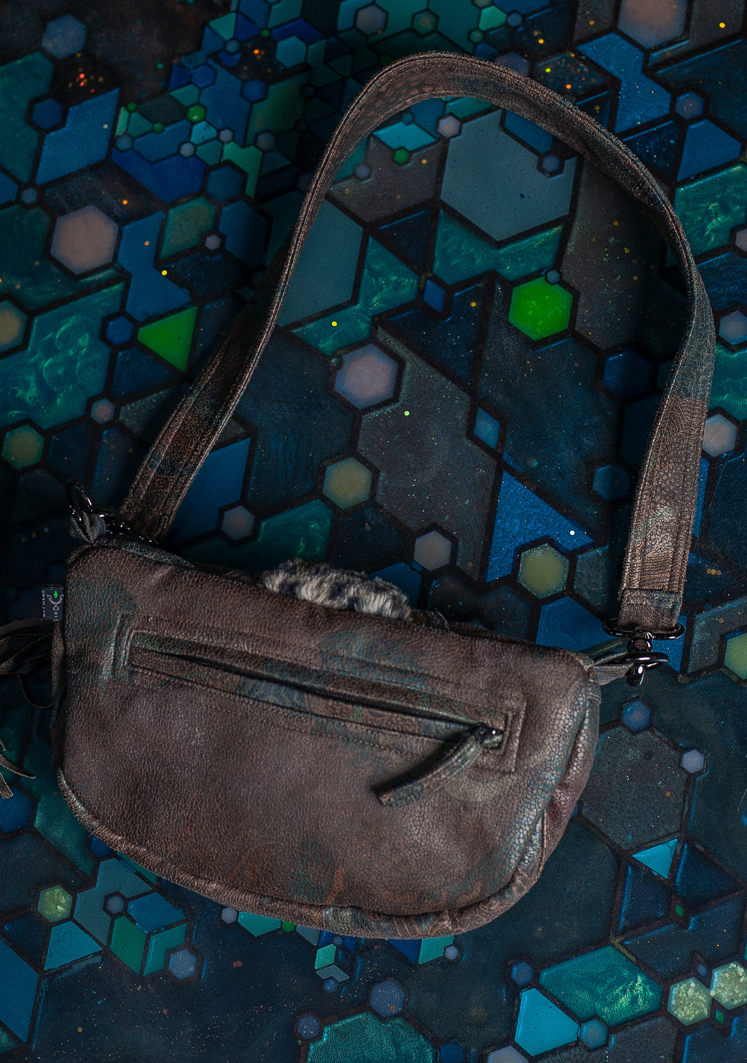 Hand Bag / Fake Leather Leopard Fur - DRAGONS Snake