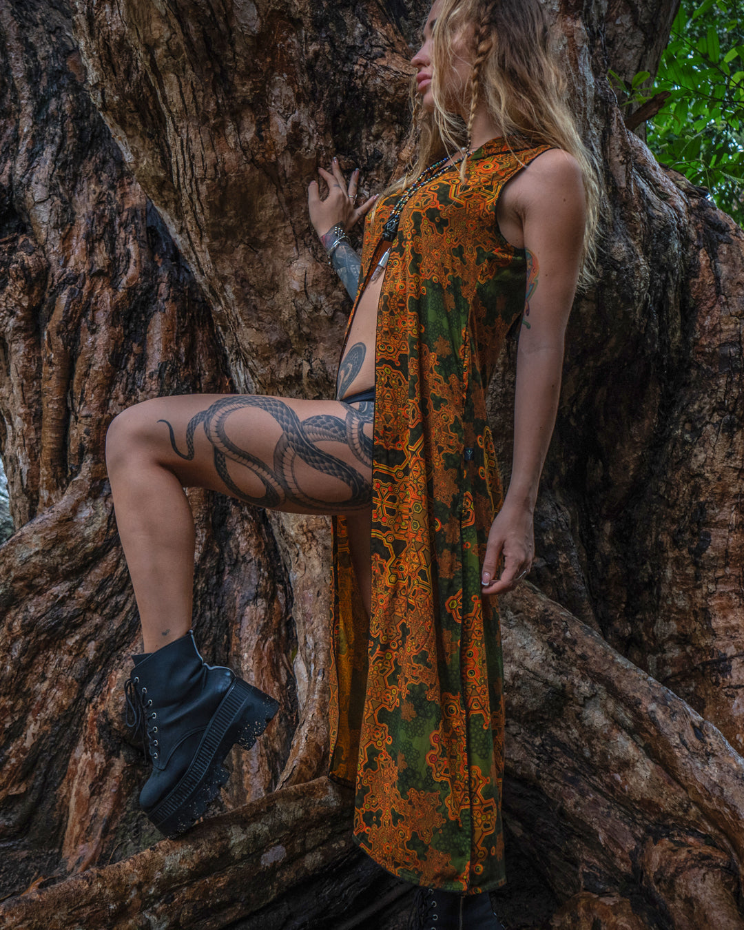 Hooded Long Dress / Bamboo - Mustard ATLANTHEON