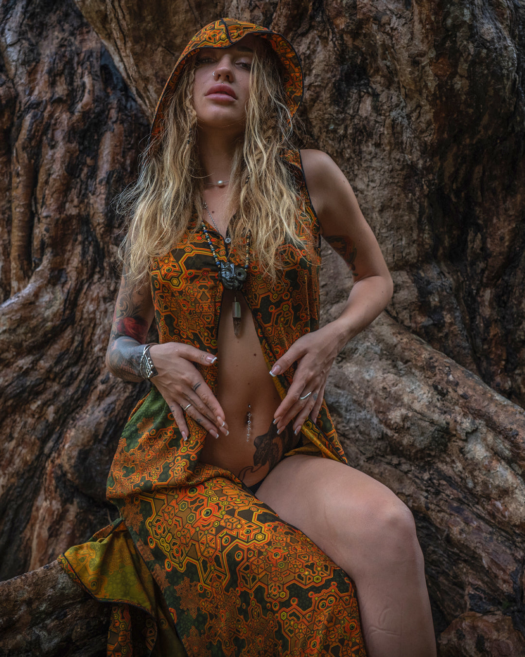 Hooded Long Dress / Bamboo - Mustard ATLANTHEON