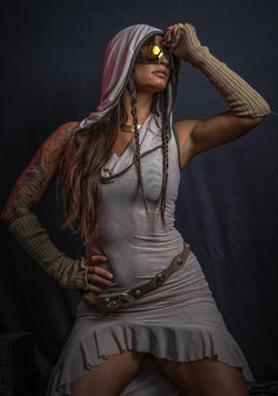 Hooded Fitted Dress / Mesh - DESERT FLOWER