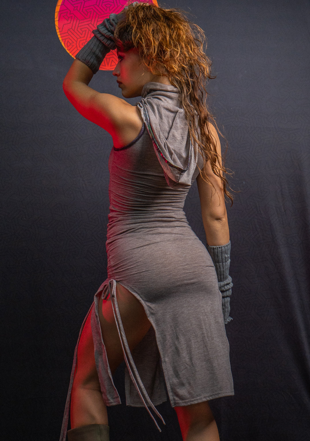 Midi Dress/ Knits - Hooded DESERT Wrinkles