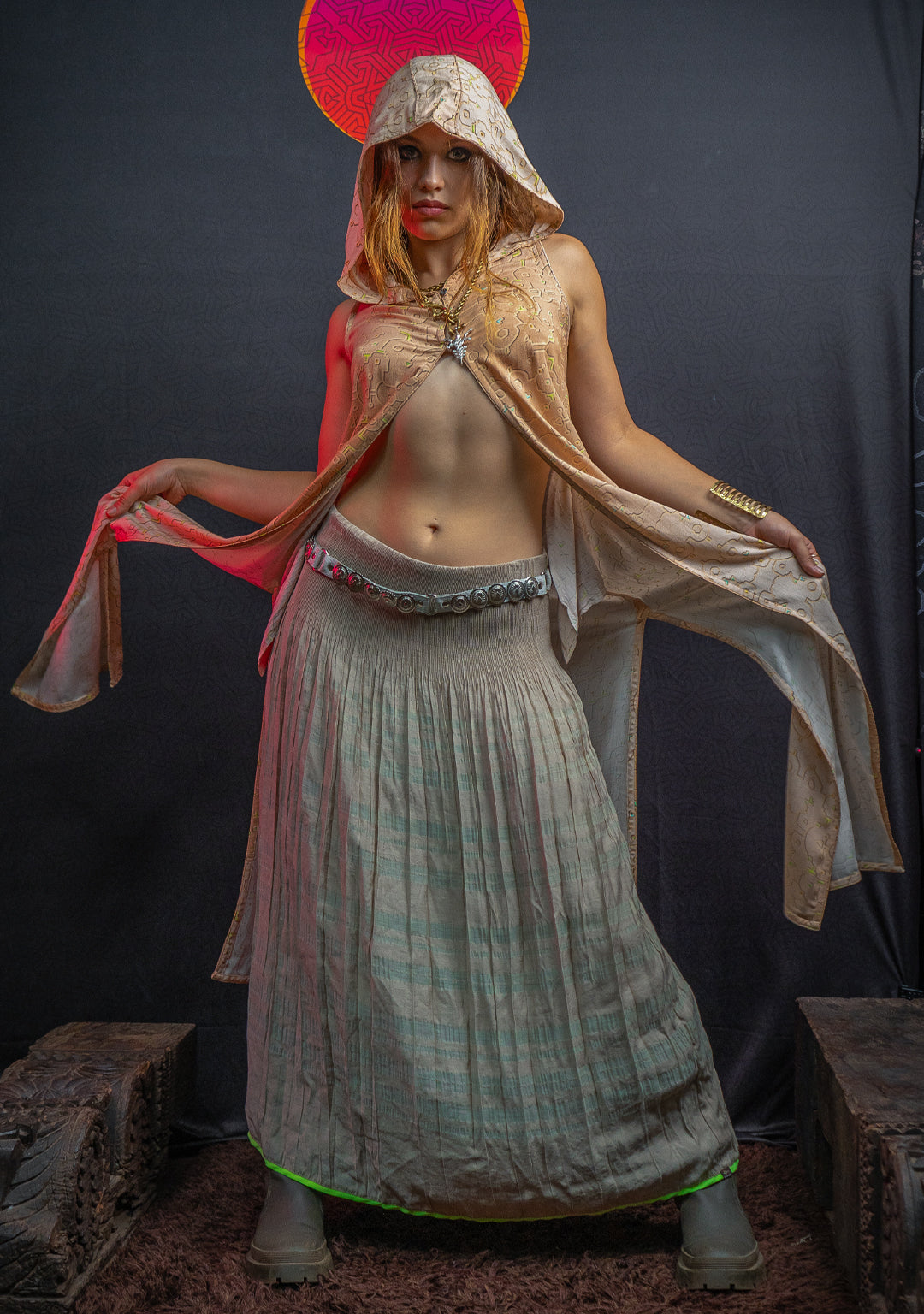 Hooded Long Dress / Bamboo - REBIRTH OF IKARO Whitesand